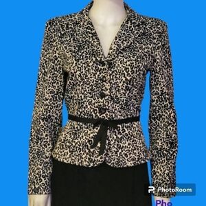 Vtg BAHARI 1990s Leopard Print Satin Disco Castlecore Blazer Shacket